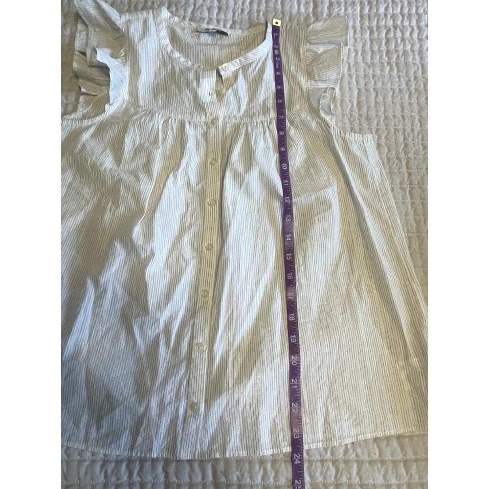 Madewell Ruffle - Sleeve Bib Top Metallic Stripe - Size Sm - Picture 7 of 8